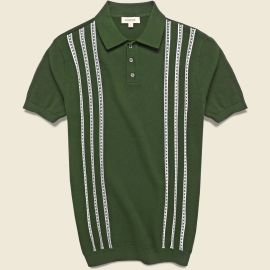 Vintage Jacquard Knit Polo - Olive at Stag